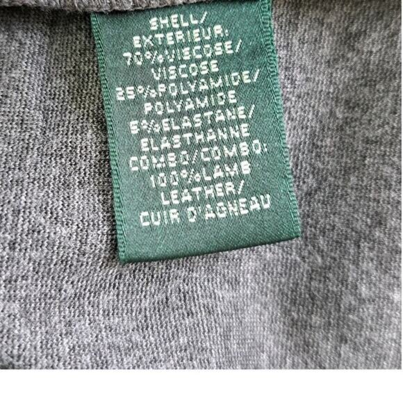 LAUREN Ralph Lauren Gray 1/4 Zip Mock Sheath Dress Size 10 Leather Long Sleeve - Picture 7 of 9